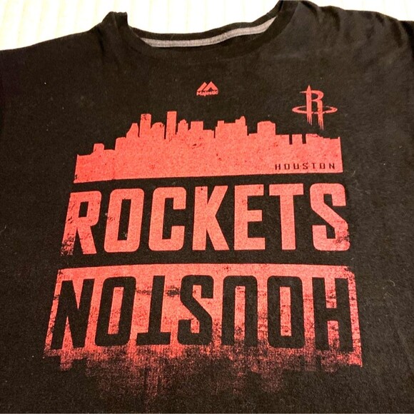 HOUSTON ROCKETS Men's Majestic XL Shirt Black/Red NBA - Picture 2 of 4